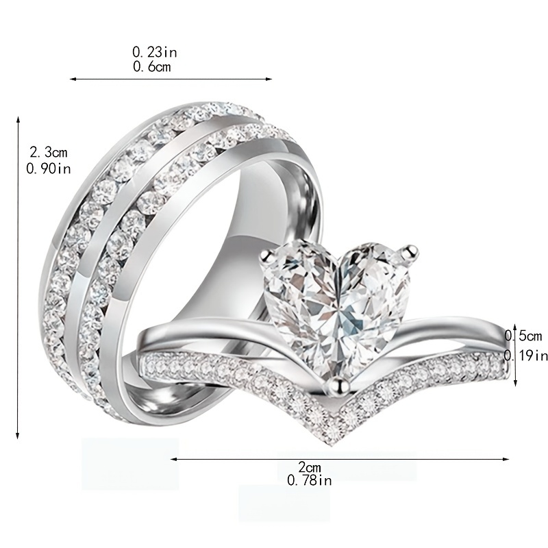 Romantic Couple Heart Ring Jewelry